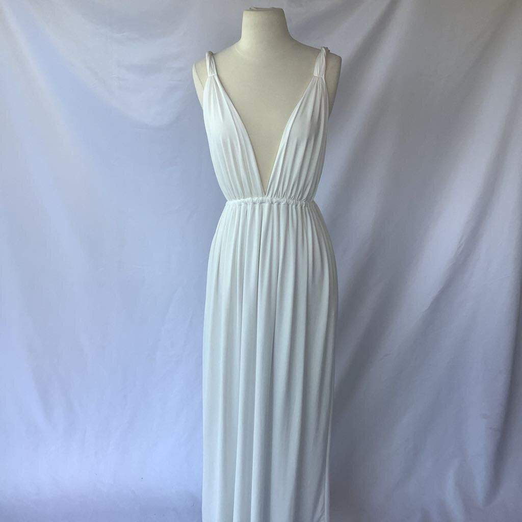 White Twist Halter Top Maxi Dress