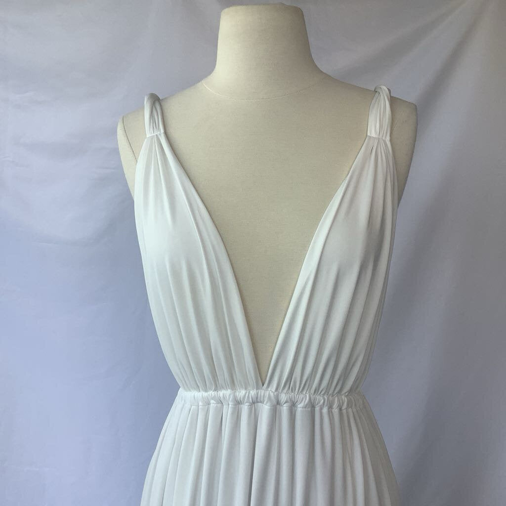 White Twist Halter Top Maxi Dress