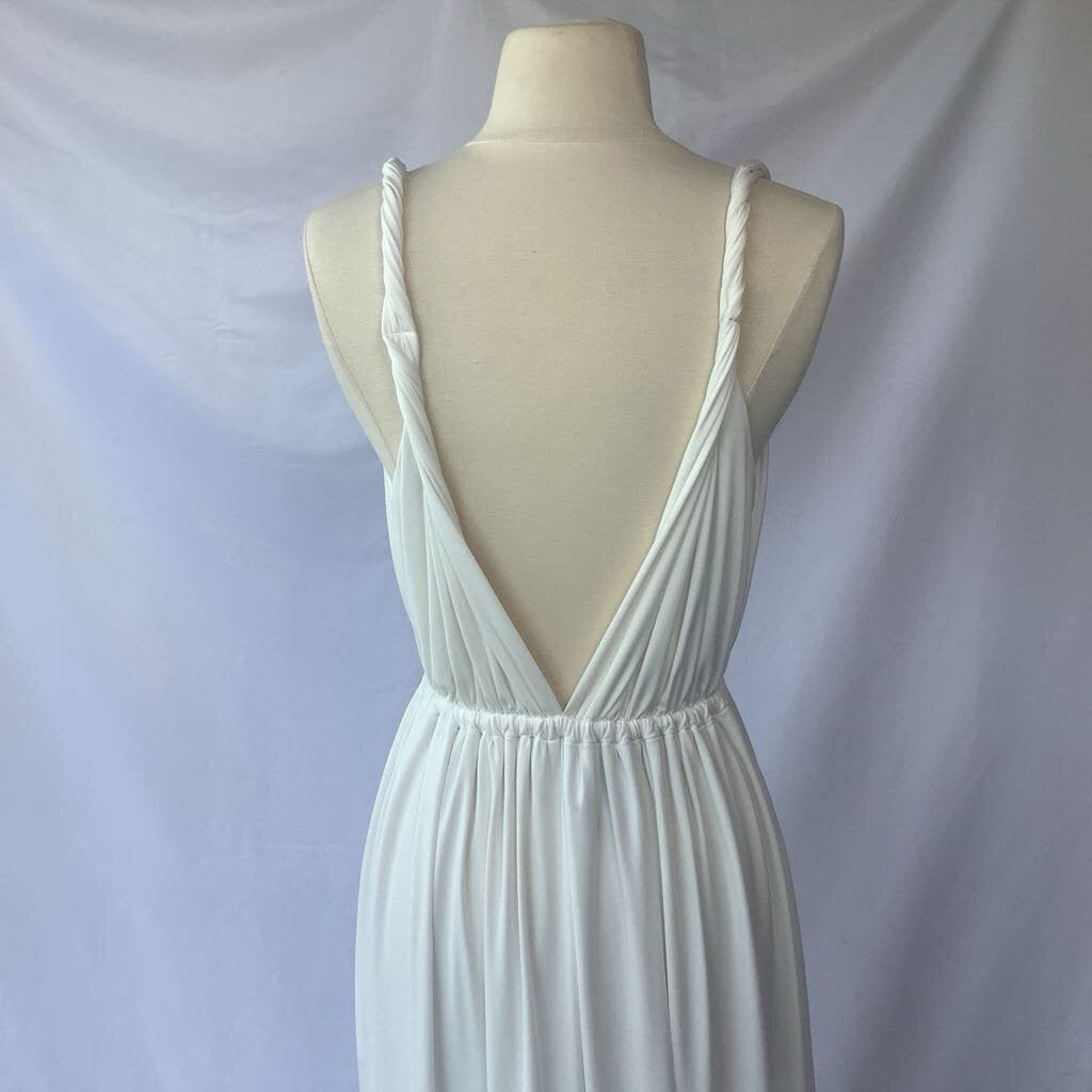 White Twist Halter Top Maxi Dress