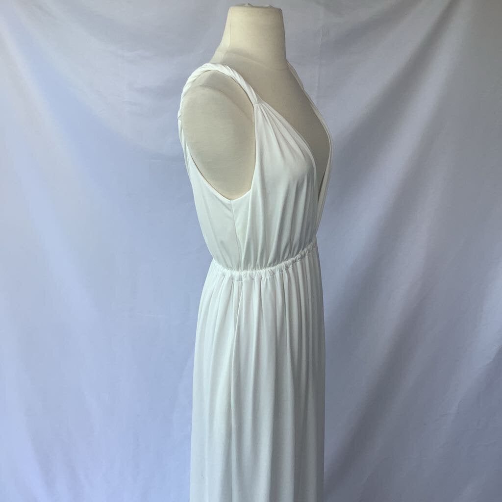 White Twist Halter Top Maxi Dress