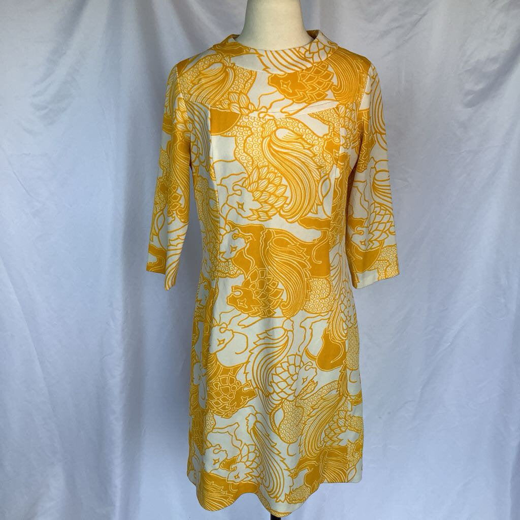 1960s Lion Head Novelty Print Midi