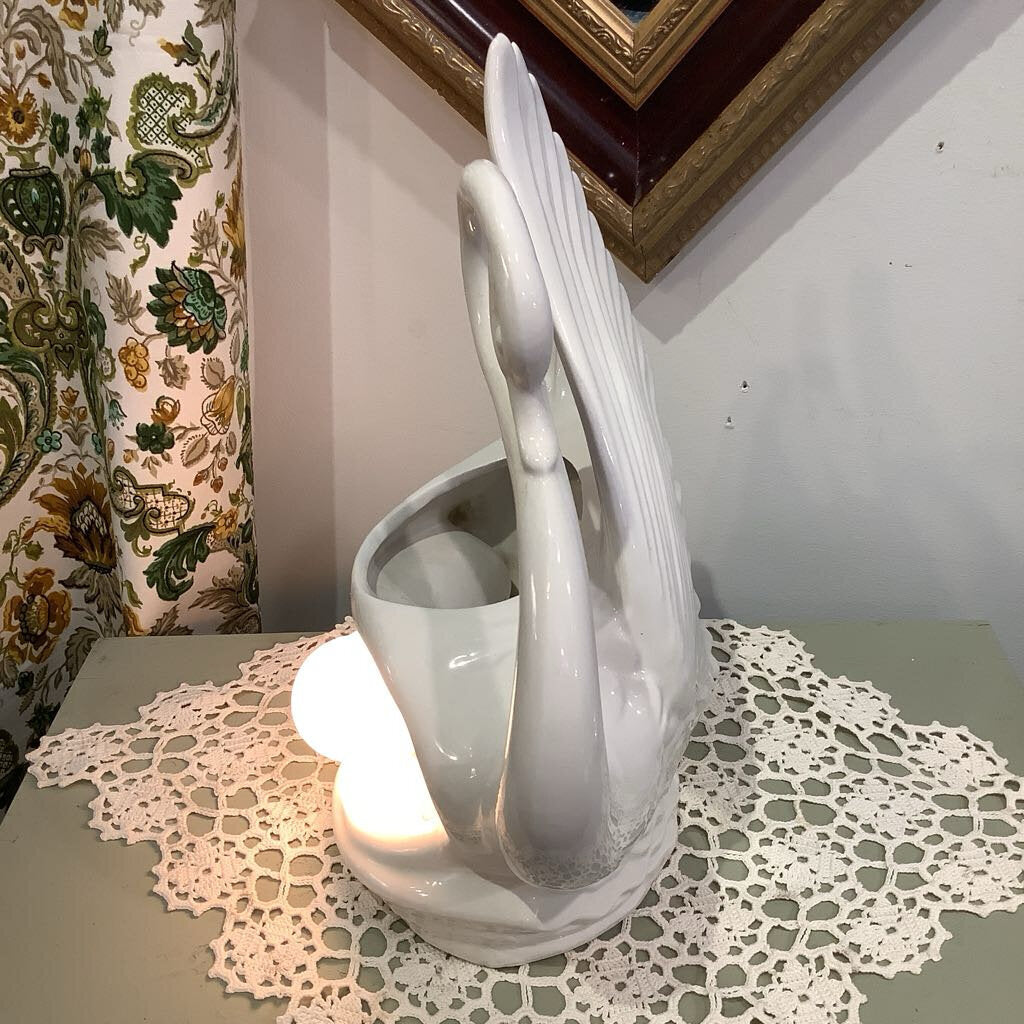 Vintage White Swan TV Lamp