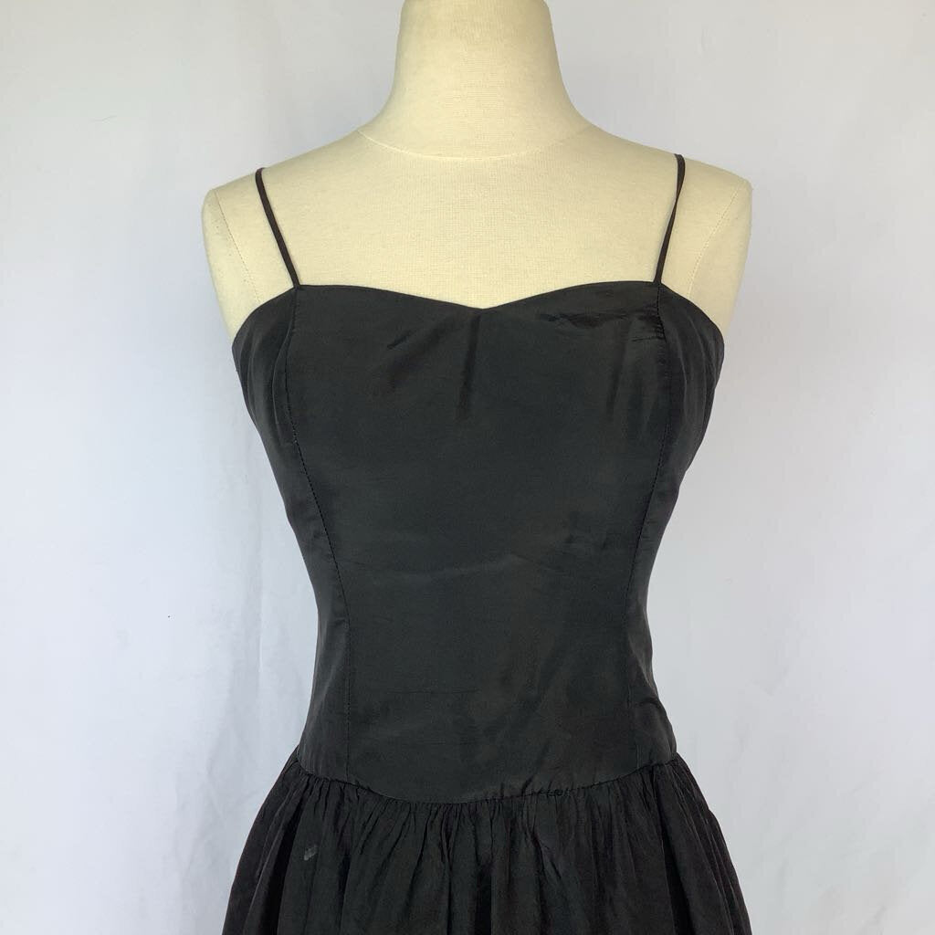 1990s Black Taffeta Cocktail Dress