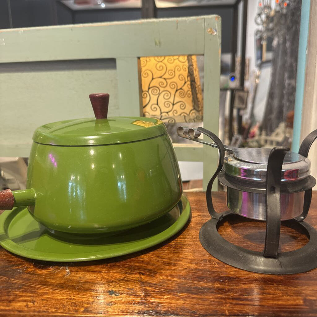 1970s Avocado Green Fondue Pot