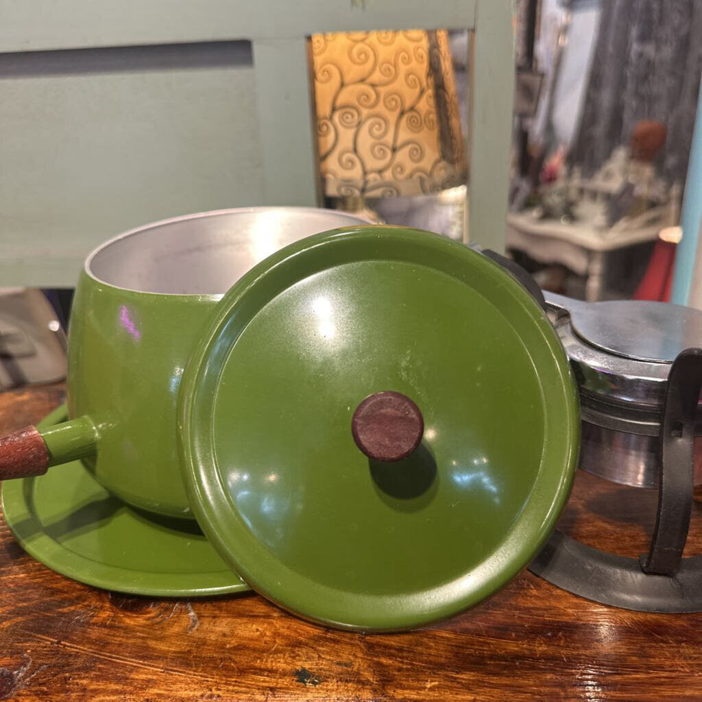 1970s Avocado Green Fondue Pot