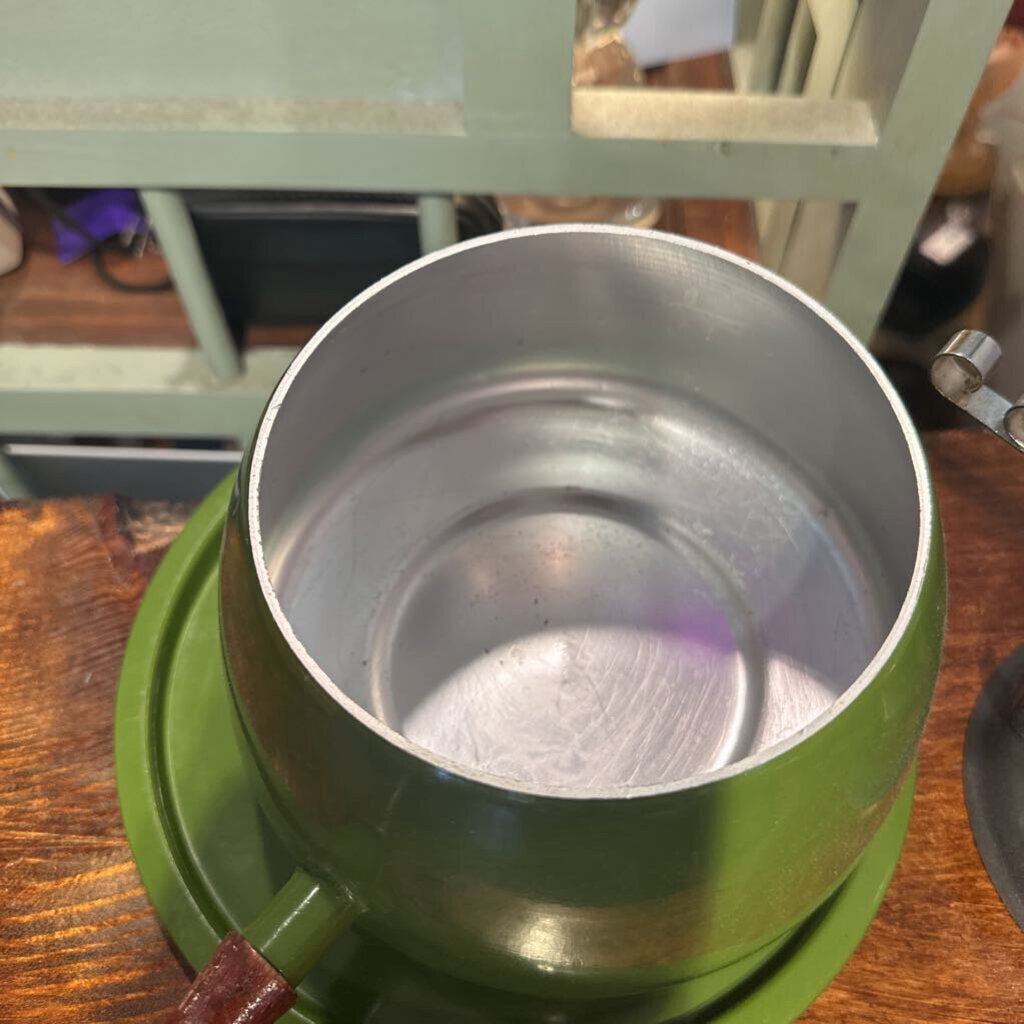 1970s Avocado Green Fondue Pot