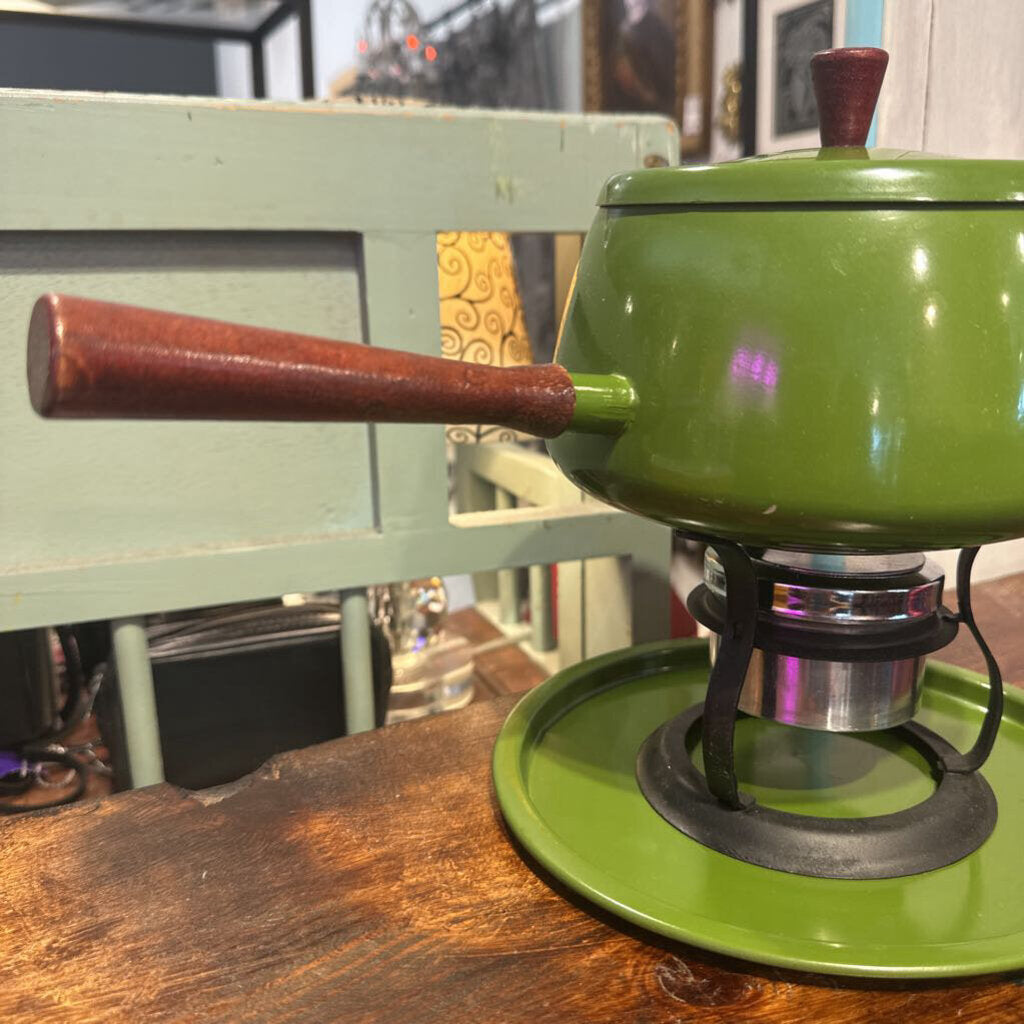1970s Avocado Green Fondue Pot
