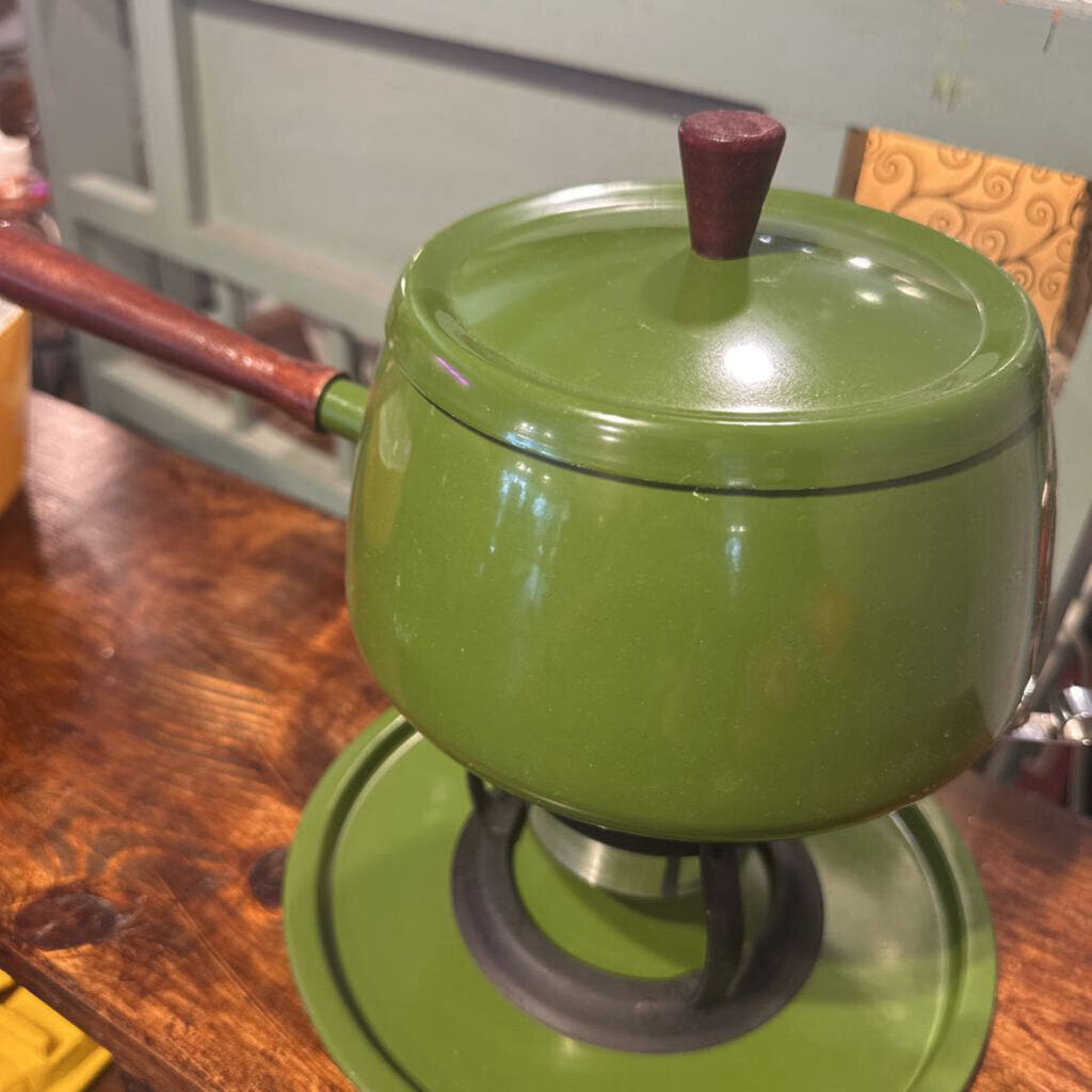 1970s Avocado Green Fondue Pot