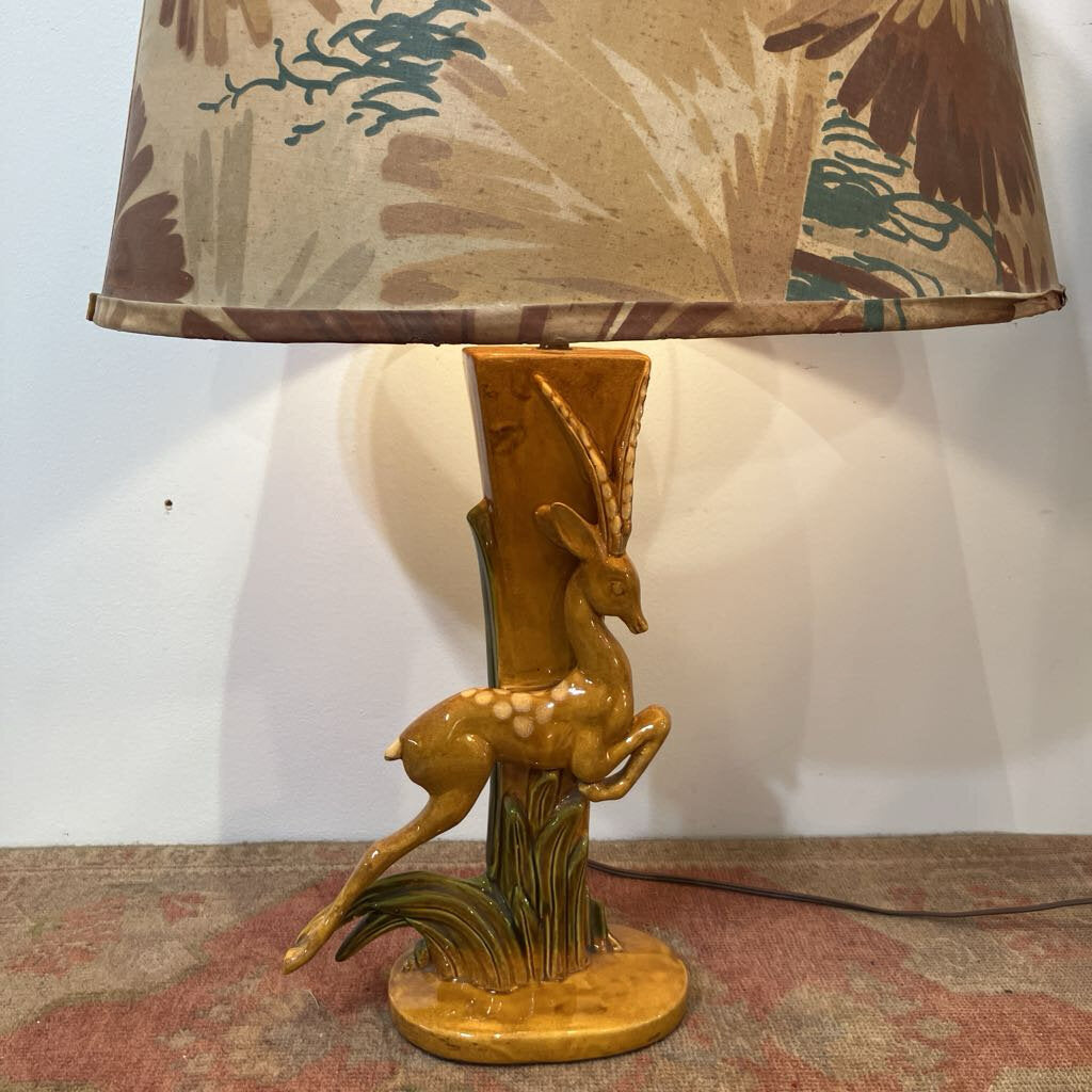 Vintage Haeger Gazelle Lamp with Original Shade