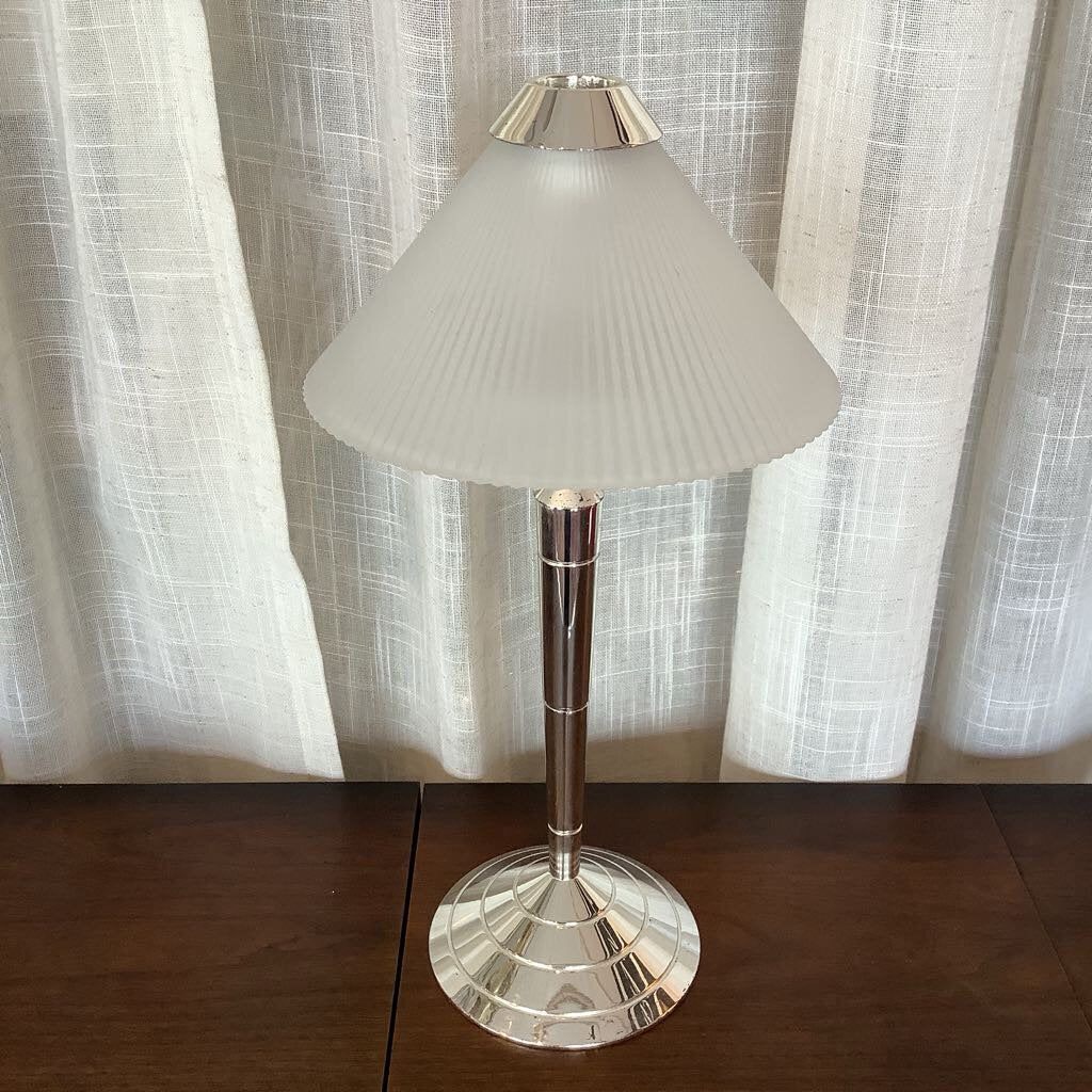 Vintage Retired Partylite Frosted Glass Candle Lamp "Silver Seacrest"