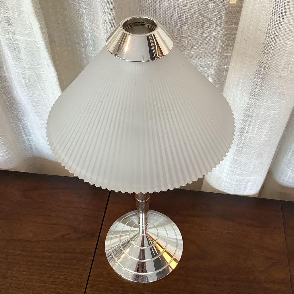 Vintage Retired Partylite Frosted Glass Candle Lamp "Silver Seacrest"
