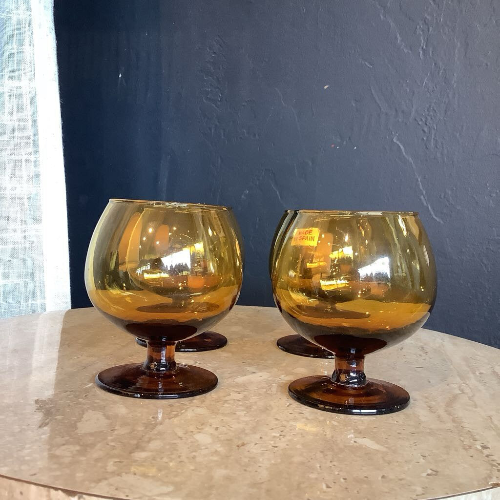 Vintage Amber Brandy Glass Set