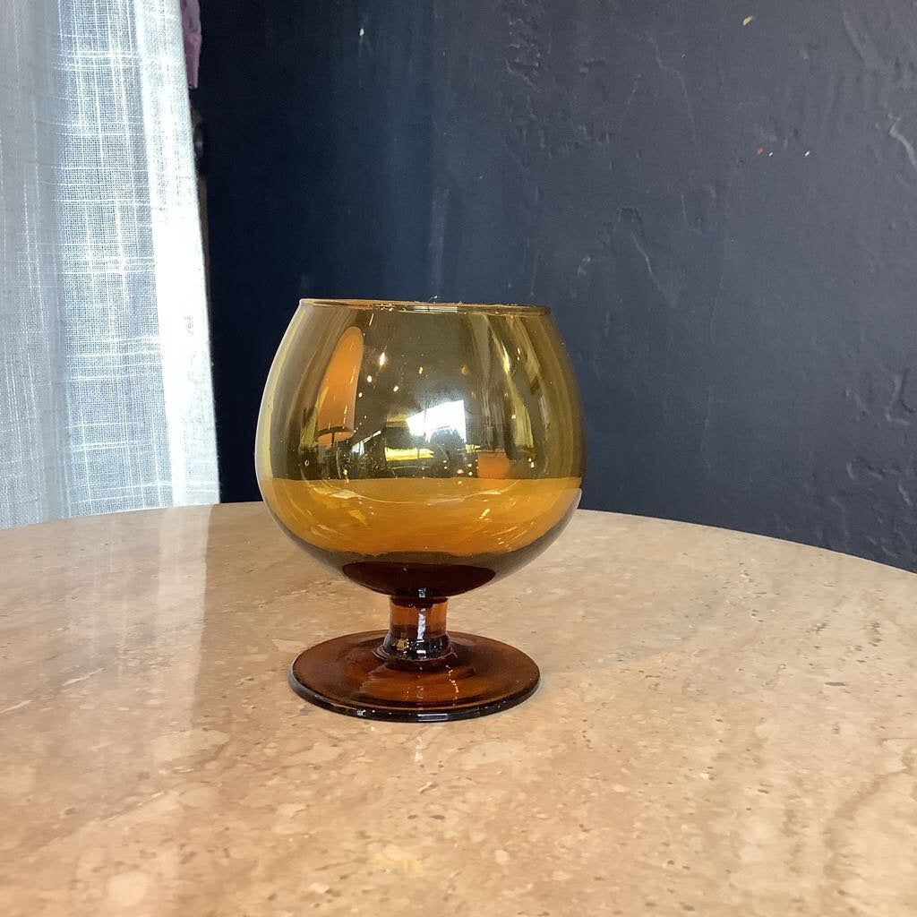 Vintage Amber Brandy Glass Set