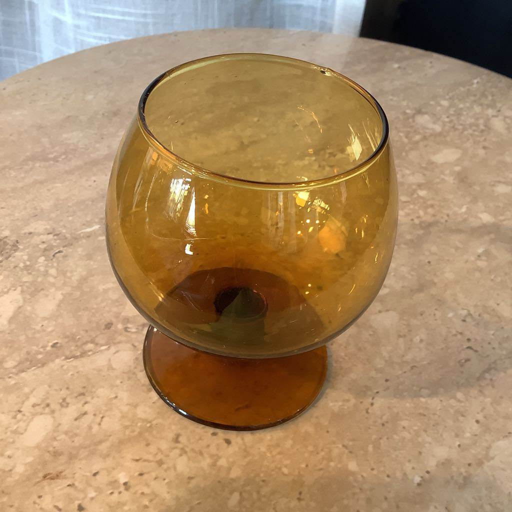 Vintage Amber Brandy Glass Set
