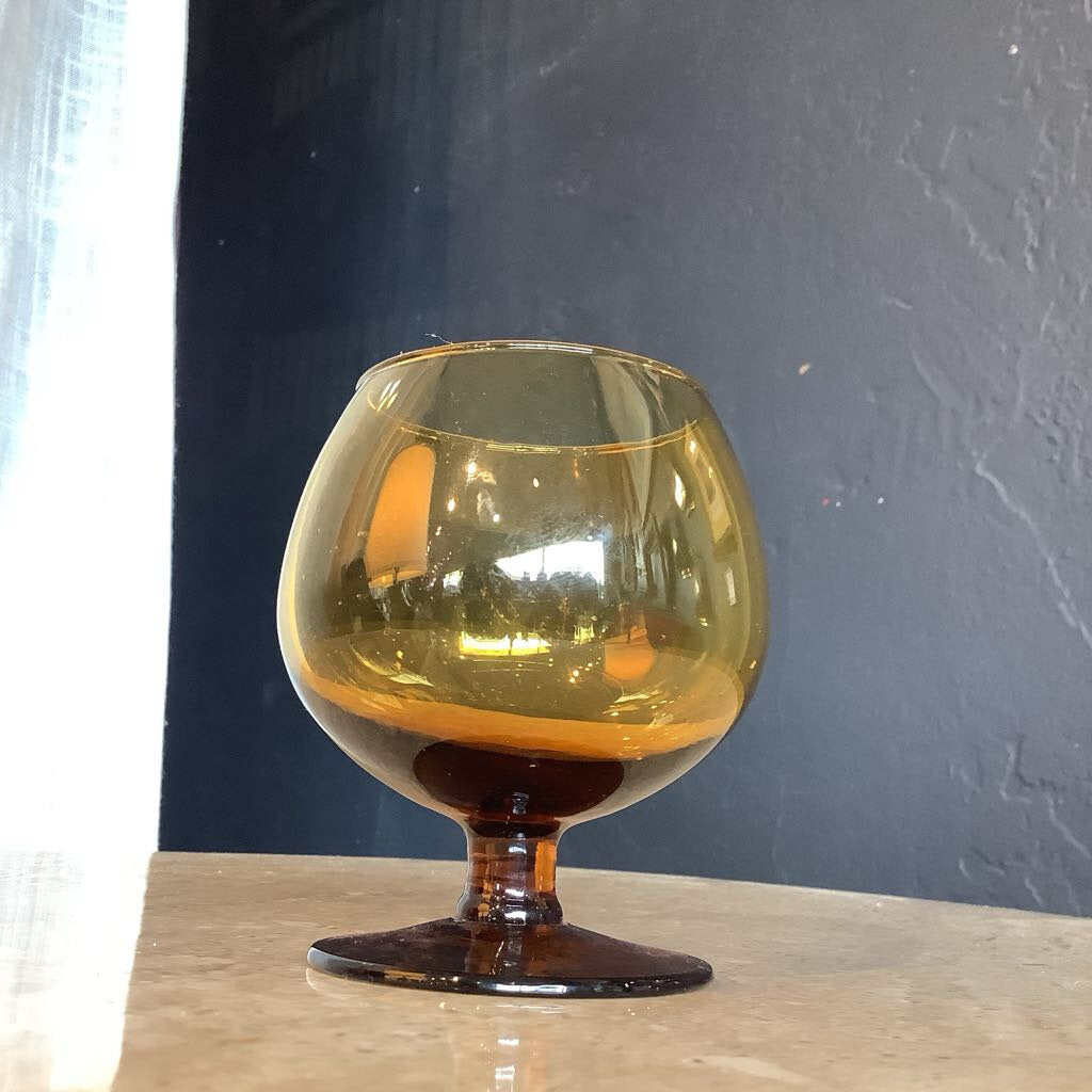 Vintage Amber Brandy Glass Set