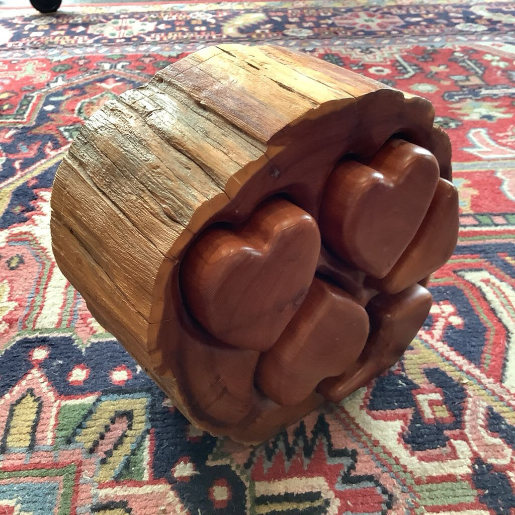 1980's Hand Carved Wood Jewelry Box