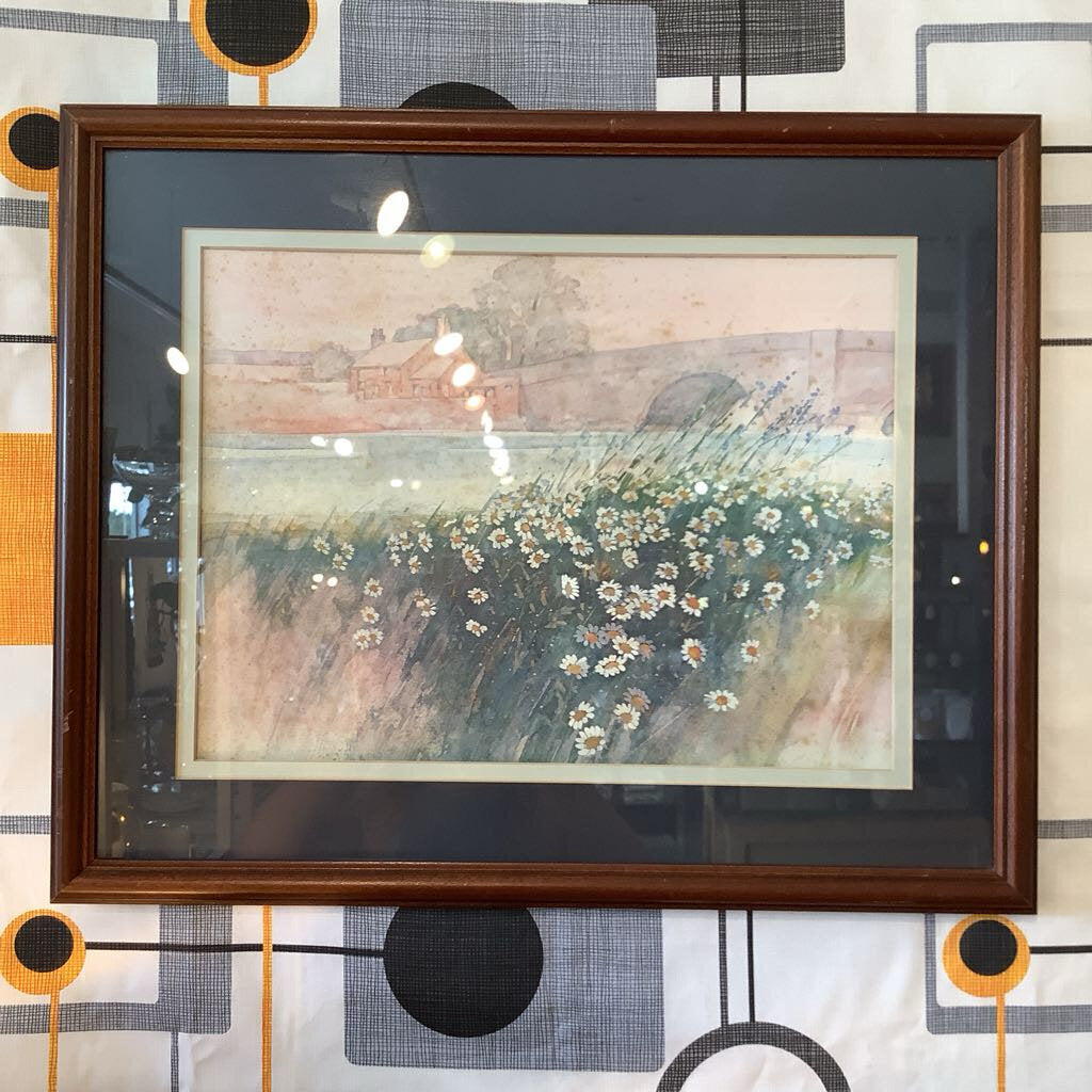 Vintage Field of Daisies Watercolor