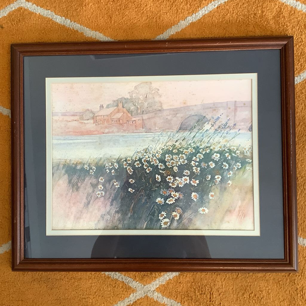 Vintage Field of Daisies Watercolor