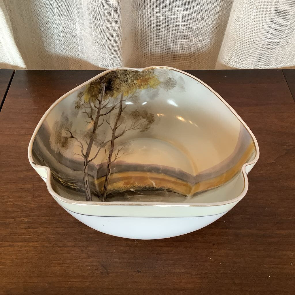 Antique 1930s Noritake Bowl Hand Painted Lake Tree