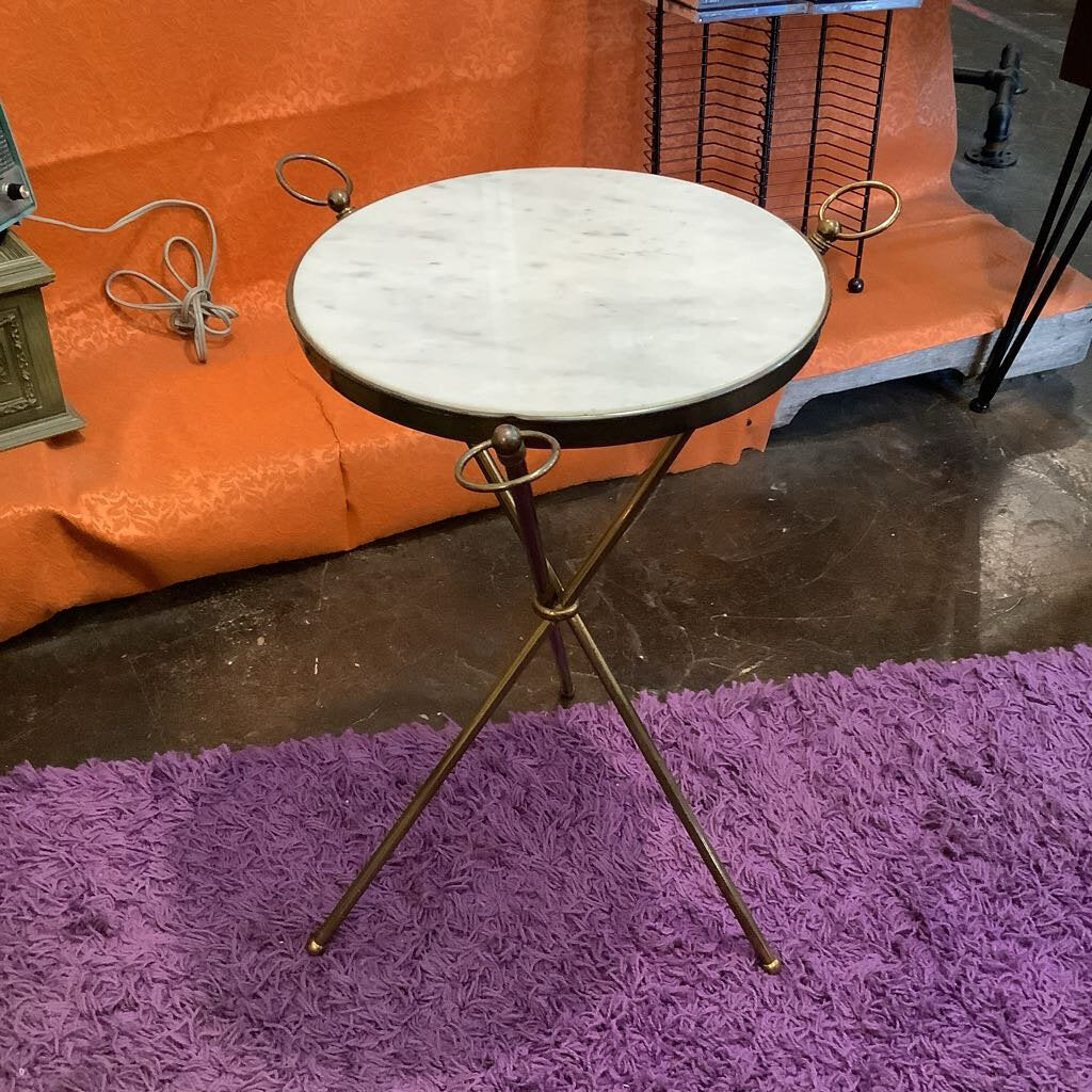 Vintage Marble Brass Pedestal