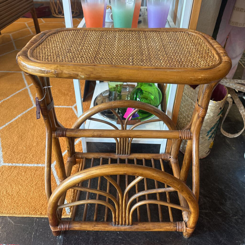 Rattan Side Table & Magazine Rack