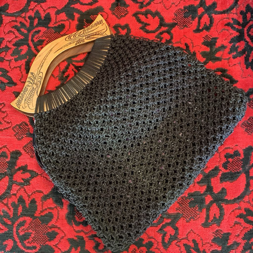 Vintage Black Woven Rope Clutch Bag
