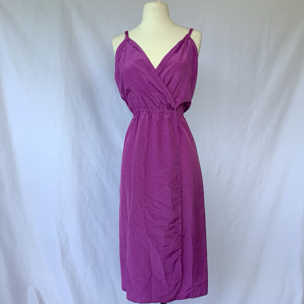 1970s Purple Polka Dot Dress