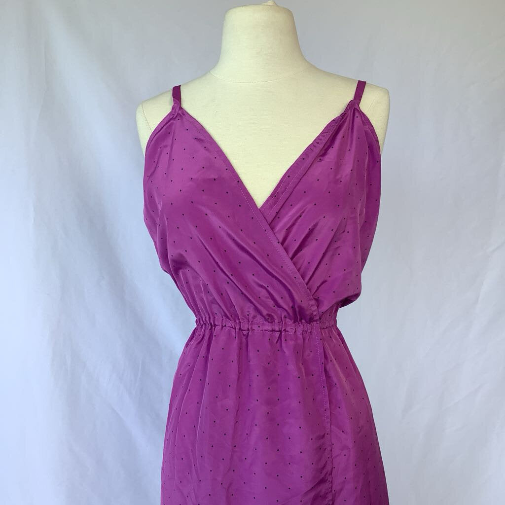 1970s Purple Polka Dot Dress