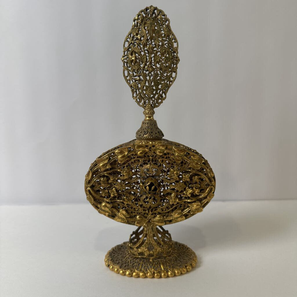 Vintage Ormolu Filigree Perfume Bottle