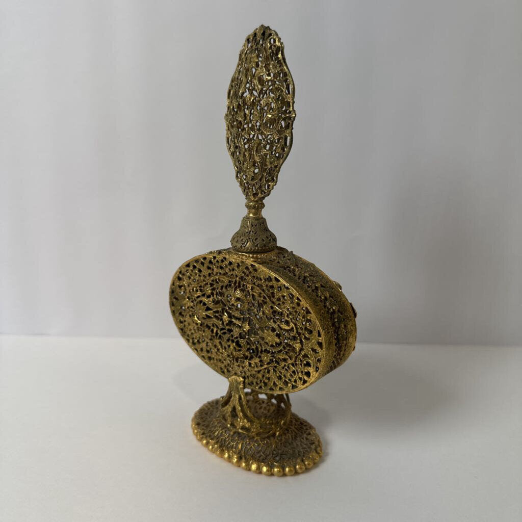Vintage Ormolu Filigree Perfume Bottle
