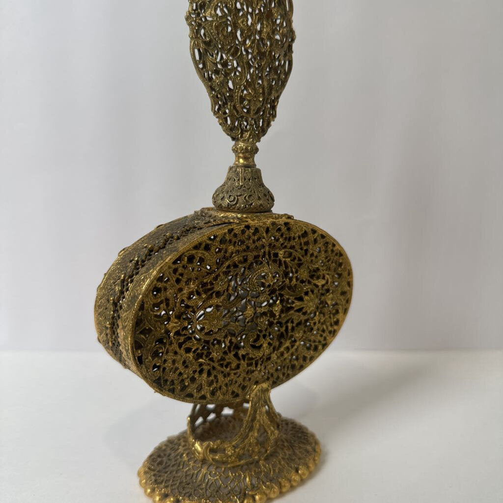 Vintage Ormolu Filigree Perfume Bottle