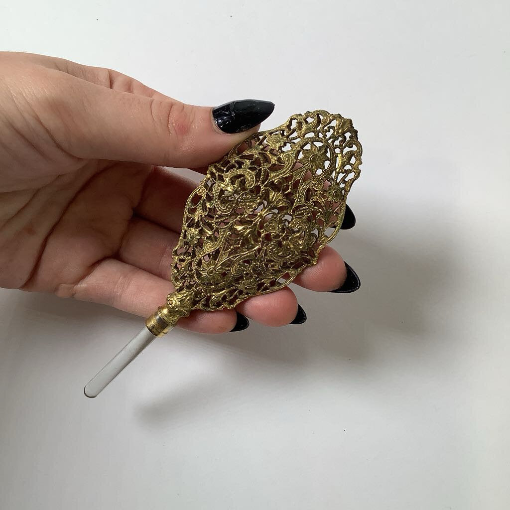 Vintage Ormolu Filigree Perfume Bottle
