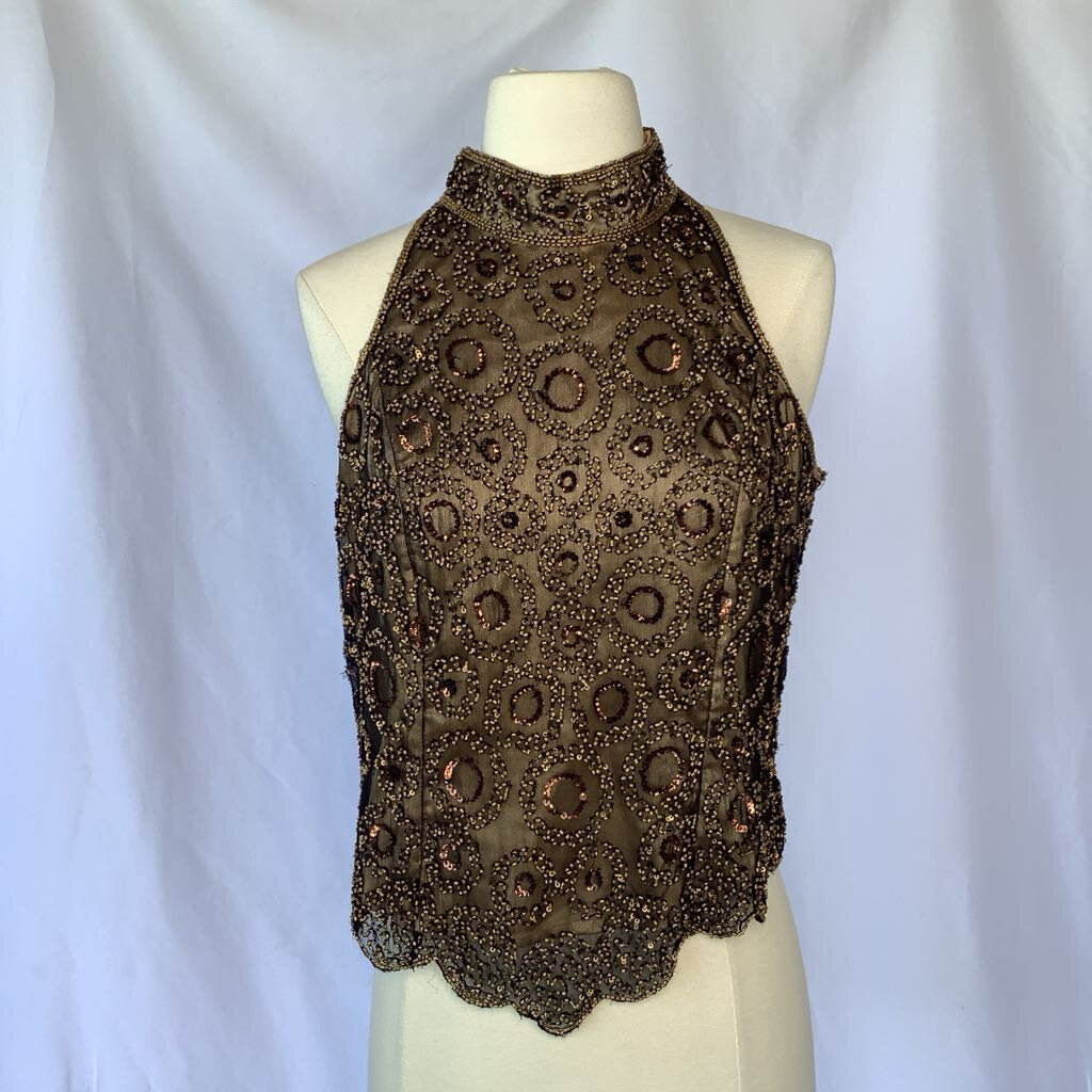 Papell Boutique Evening Sequin & Beaded Top