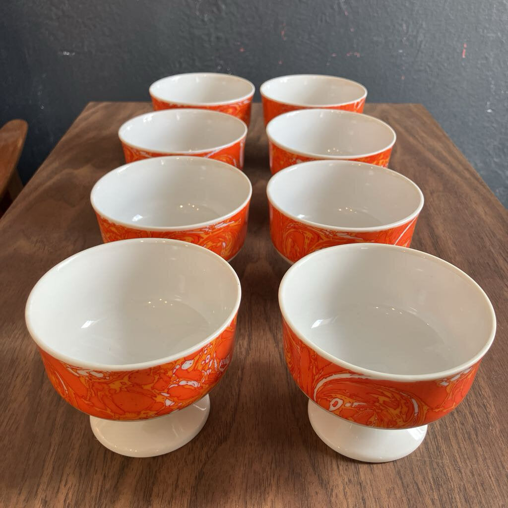 1960s Set of Footed Ceramic Ice Cream Bowls