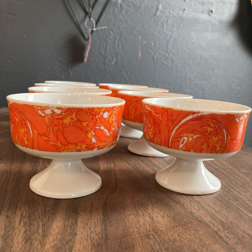 1960s Set of Footed Ceramic Ice Cream Bowls