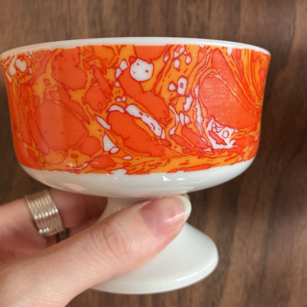 1960s Set of Footed Ceramic Ice Cream Bowls