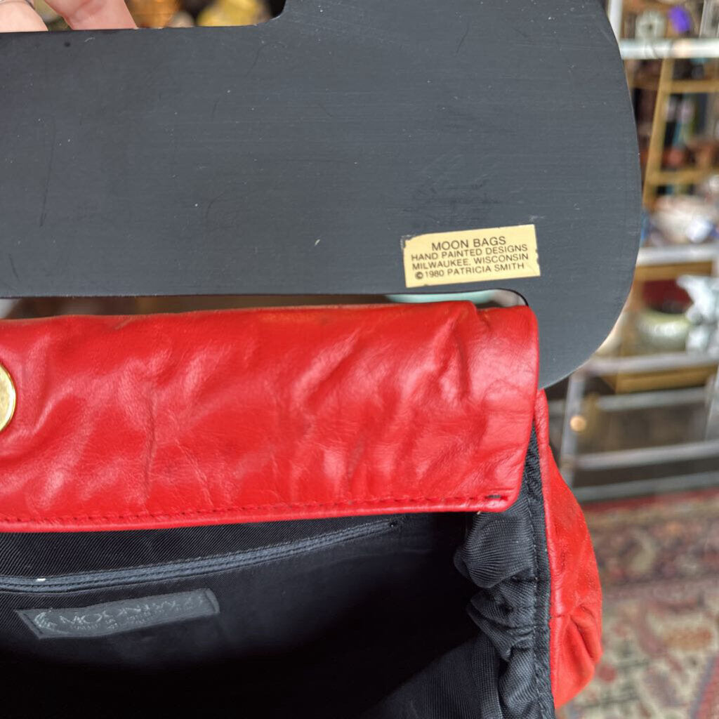 1980s Hand Painted Poppy "Moon Bag'