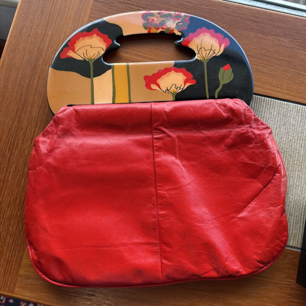 1980s Hand Painted Poppy "Moon Bag'