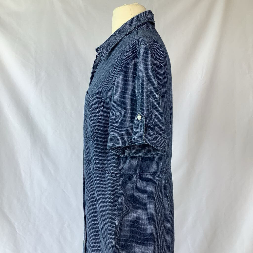 Y2k Denim Pin Stripe Maxi Dress w/ Pearl Snap Buttons