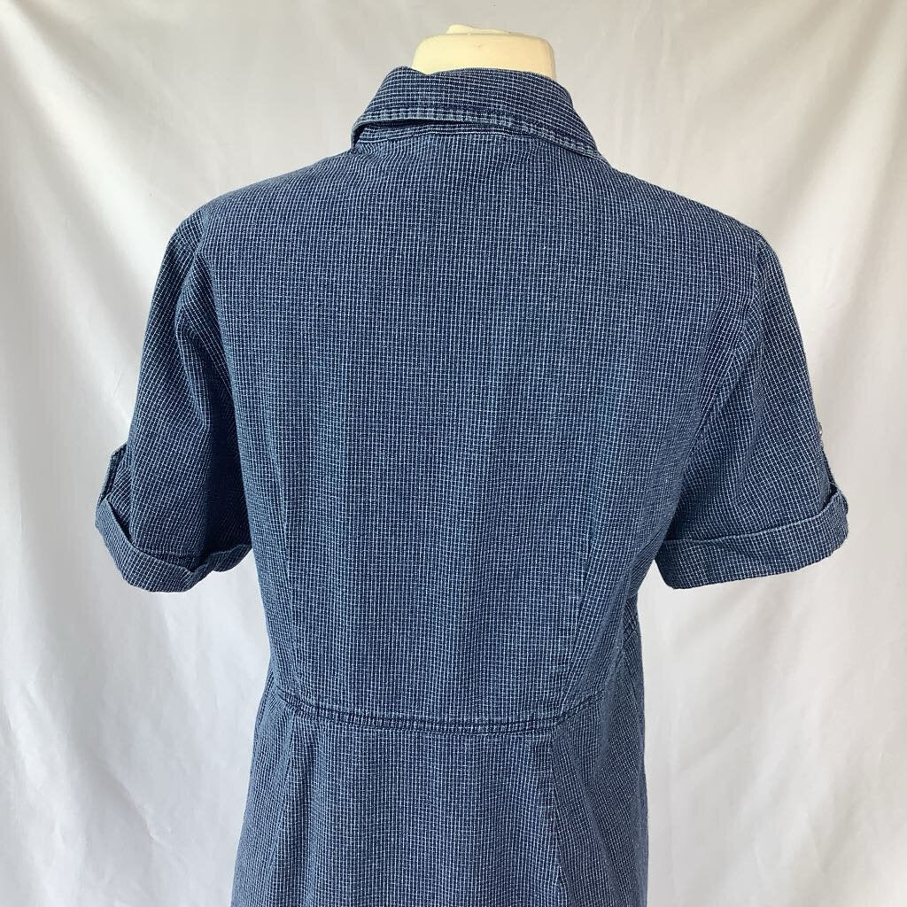 Y2k Denim Pin Stripe Maxi Dress w/ Pearl Snap Buttons
