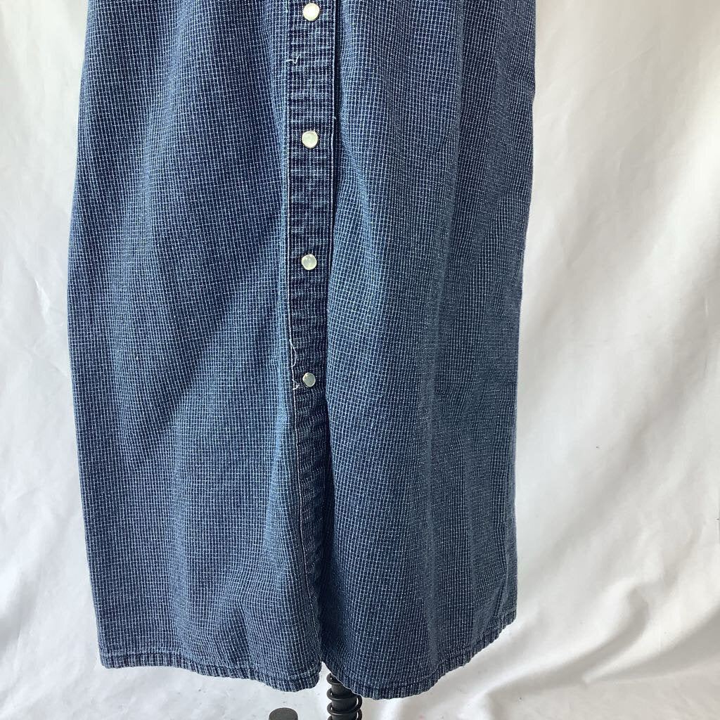Y2k Denim Pin Stripe Maxi Dress w/ Pearl Snap Buttons