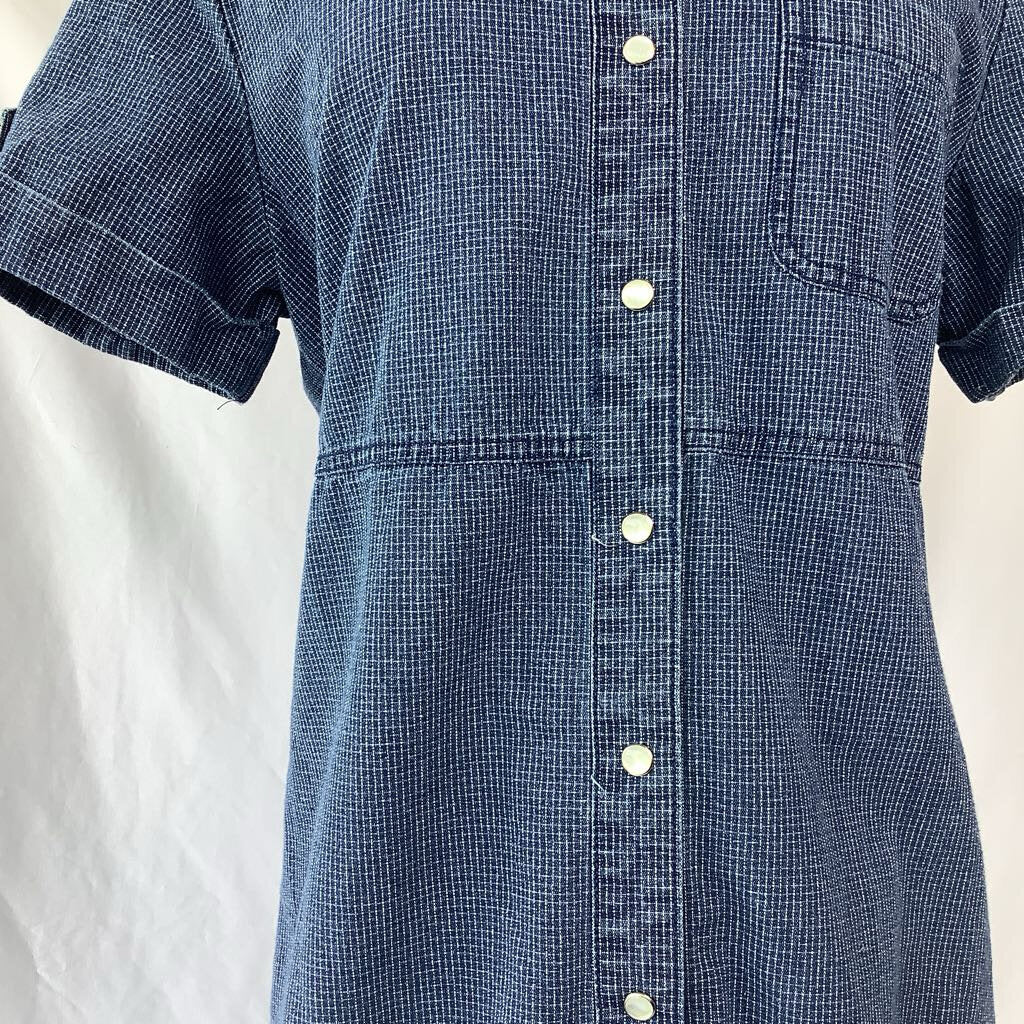 Y2k Denim Pin Stripe Maxi Dress w/ Pearl Snap Buttons