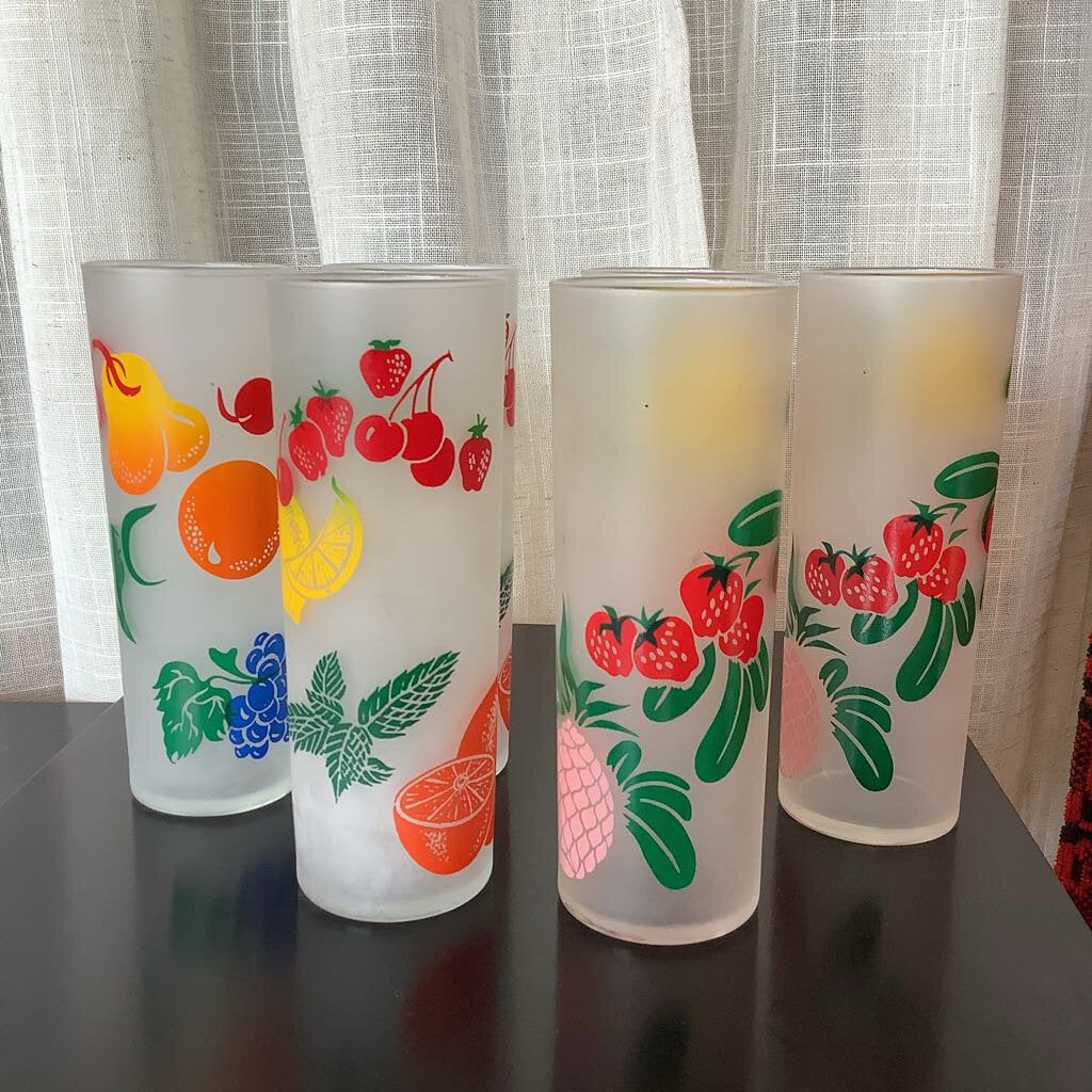 Mid Century Modern 1950's Federal Frosted Glass Tumblers