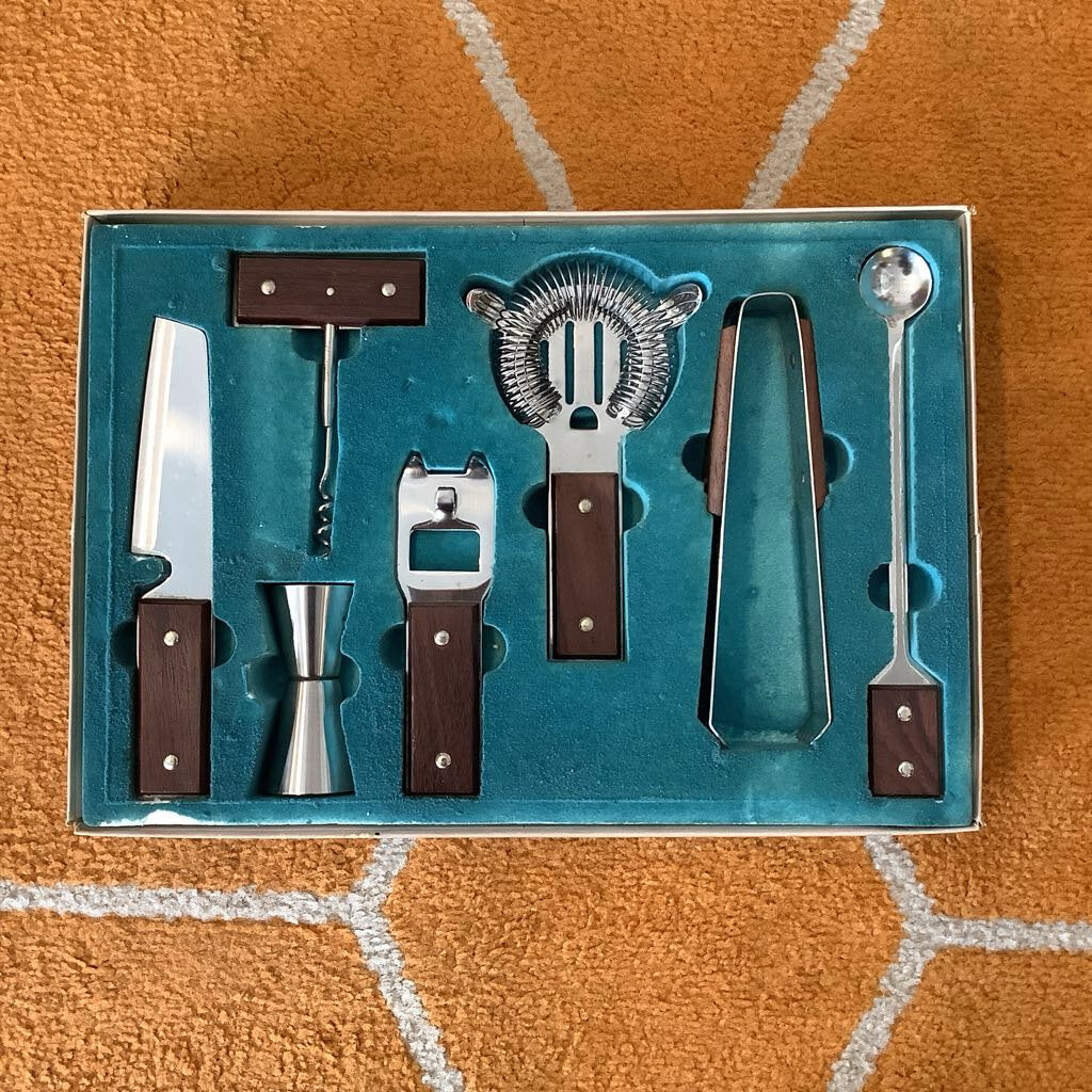 Mid Century Modern Boxed Bar Set
