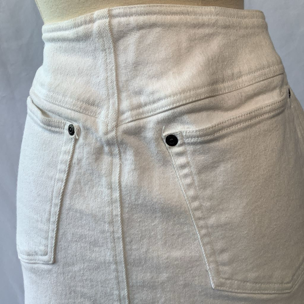 1980s DKNY Stretch Denim Zip Front Mini Skirt