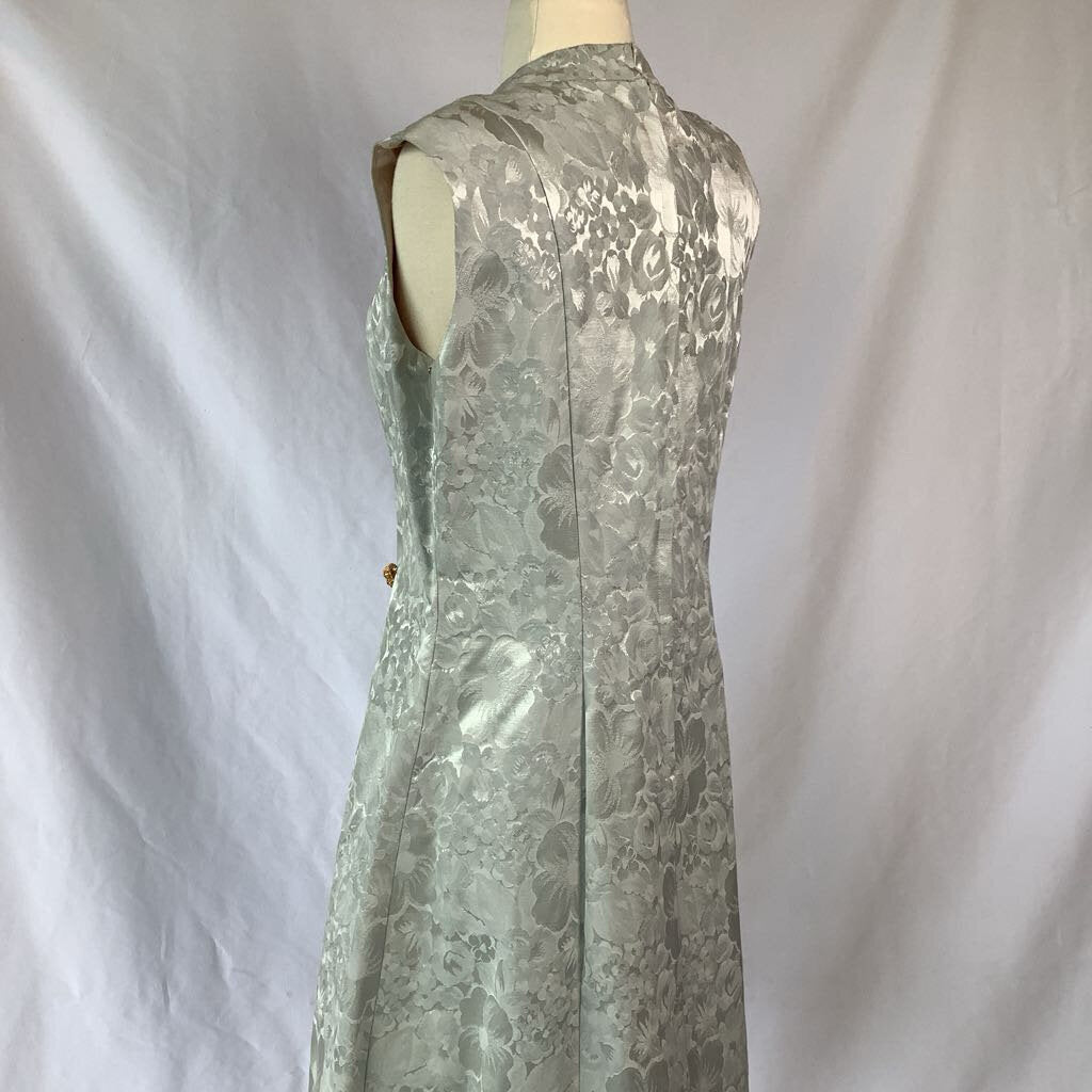1960s Icy Blue Jacquard Shift Dress