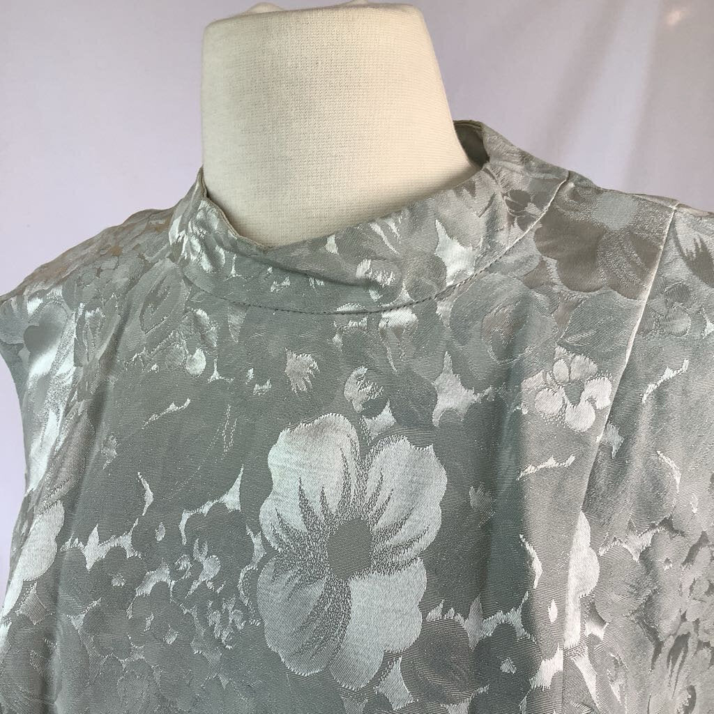 1960s Icy Blue Jacquard Shift Dress