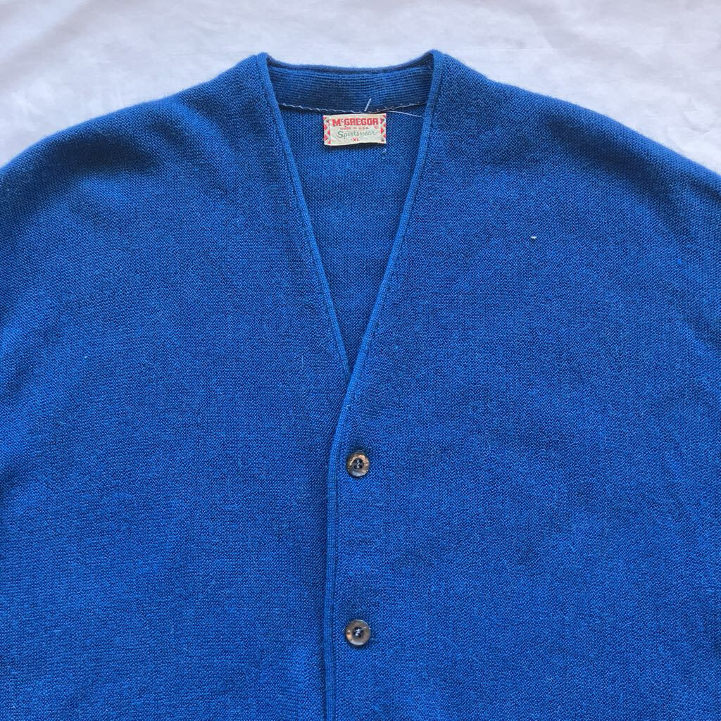 Vintage 60s McGregor Sportswear Blue Mohair Cardigan