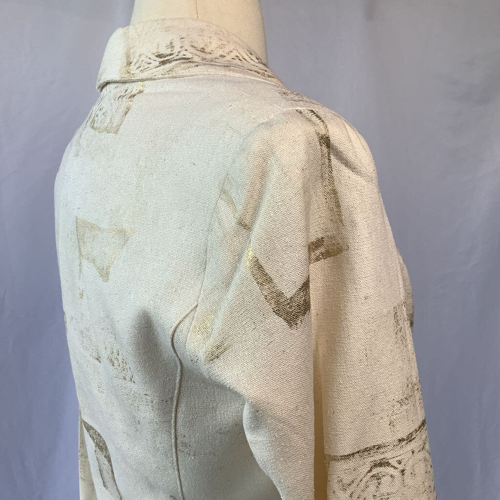 1980s Cream and Gold Crop Blazer
