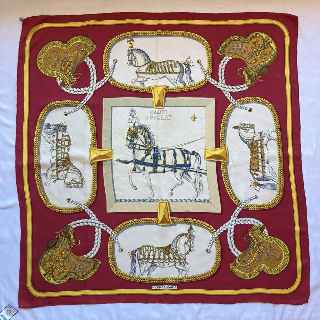 Authentic Vintage Hermes Silk Scarf- Freshly Dry Cleaned